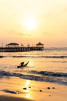 Traditionelles Fischerboot in Huanchaco, Peru