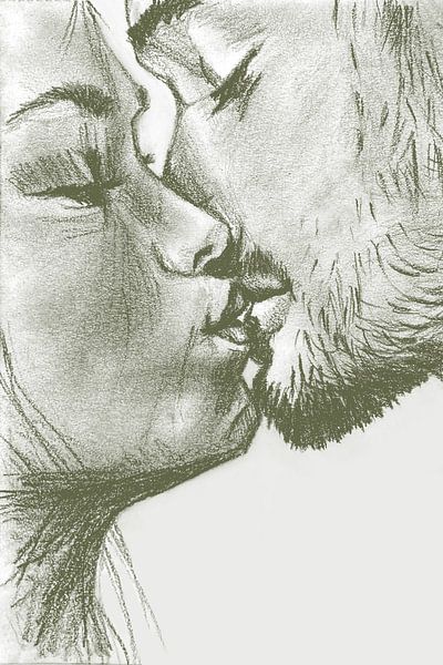 Kiss, olive green by Krista Kitsz Art