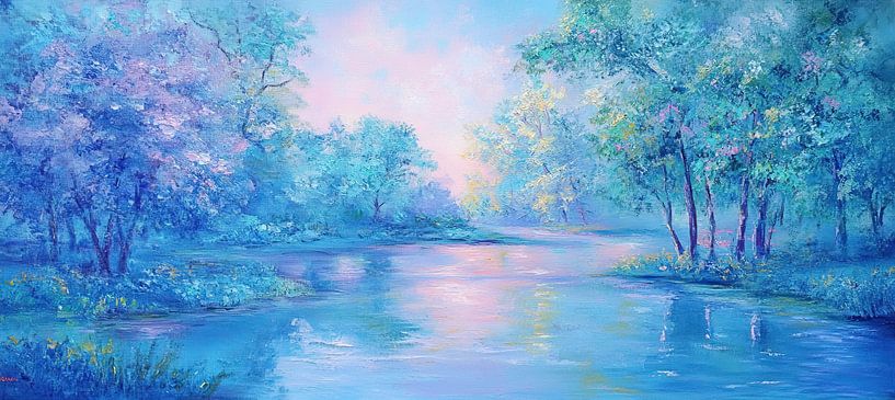 River Valley Painting by Abstract Painting