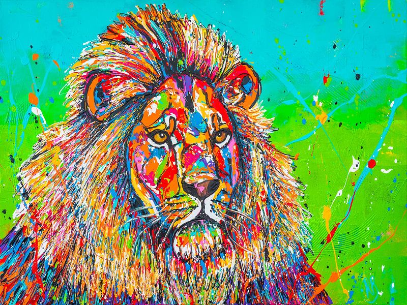 Lion en vert par Happy Paintings / Renata Rolefes