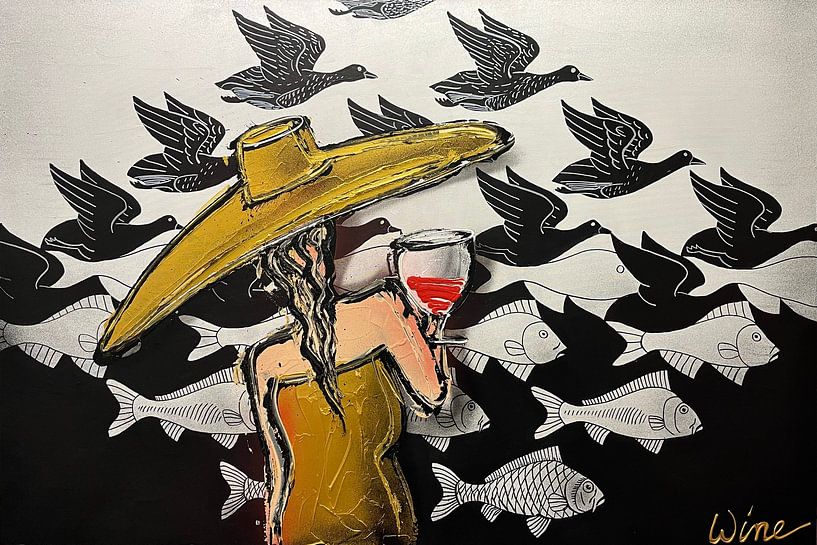 Water en Vuur - Gold von Geoffrey Wijn - WINE ART GALLERY