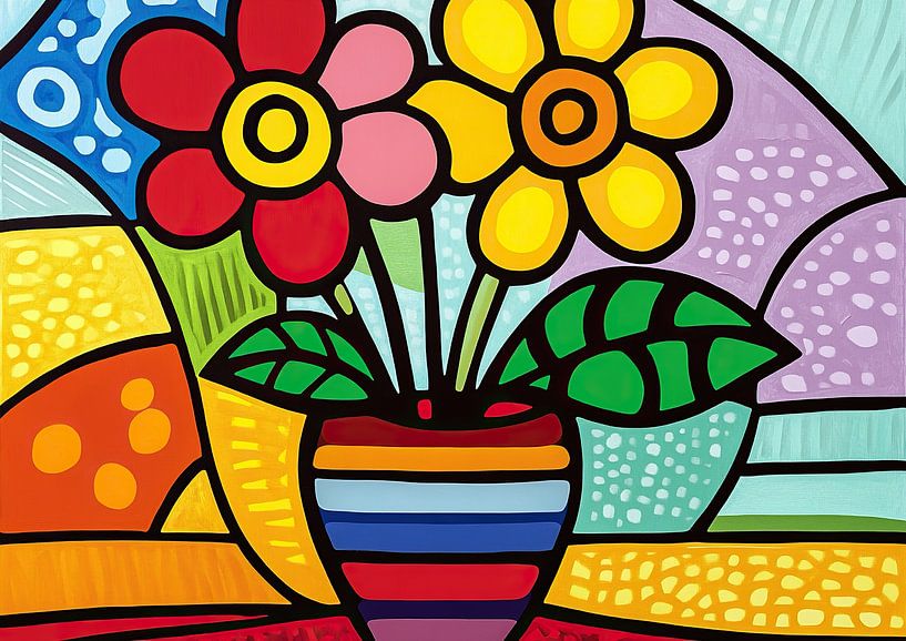 Bare colour flowers | Colourful Flowers by ARTEO Paintings
