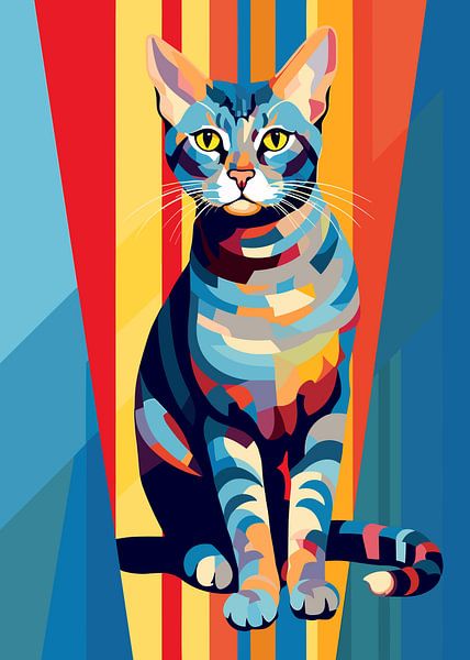 Katze Tier WPAP Pop Art Farbe Stil von Mason Scott