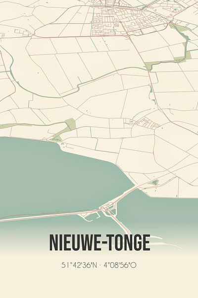Vintage map of Nieuwe-Tonge (South Holland) by Prints of Place