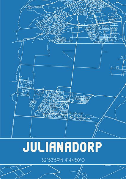 Plan d'ensemble | Carte | Julianadorp (Noord-Holland) par Affiches de lieux