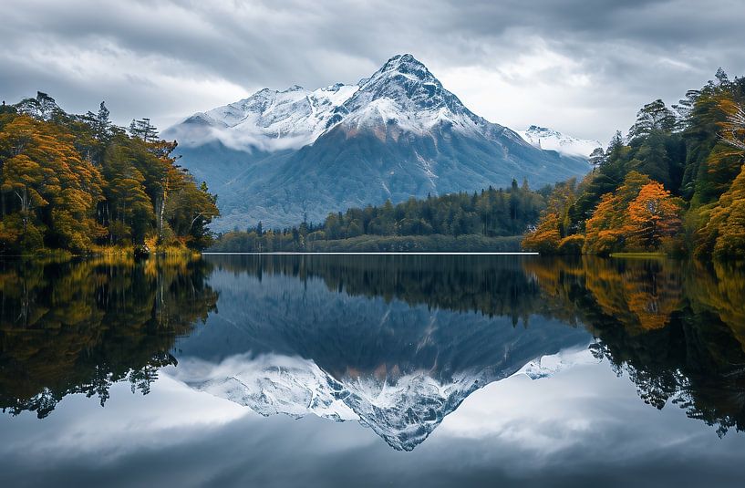 Mountain panorama with reflection by fernlichtsicht