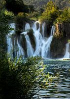 Krka waterfall in lush greenery