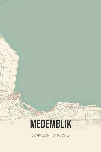 Alte Karte von Medemblik (Nordholland) von Ortsdrucke