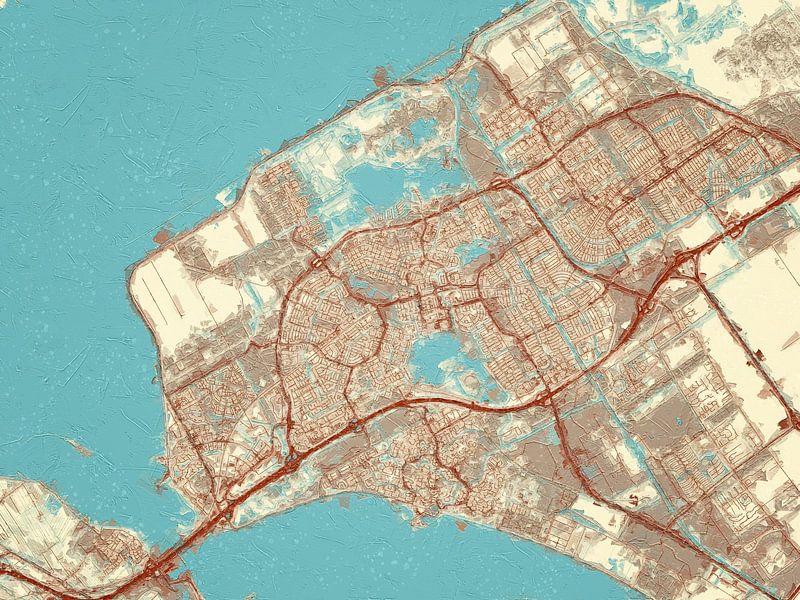 Carte de Almere dans le style Blue &amp; Cream par De Kaartenwinkel