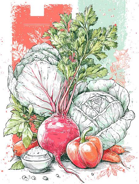 Aquarell im Skizzenstil, Kochposter von Ariadna de Raadt-Goldberg