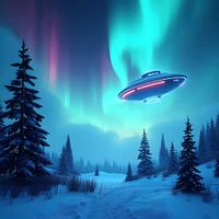 UFO over the pine forests