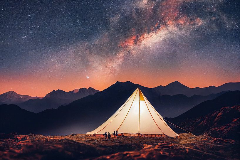 Tent under a starry sky in the countryside by Animaflora PicsStock