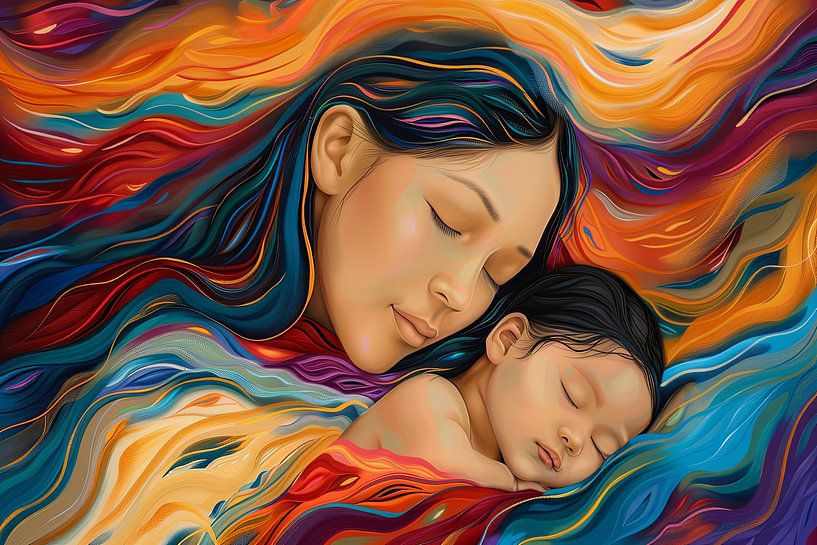 Portrait mother and child abstract by Egon Zitter