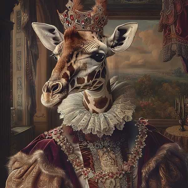 Girafe de style baroque royal par Poster Art Shop