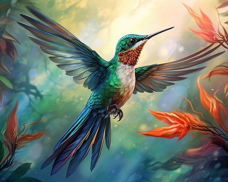 Fliegender Kolibri von Blickfänger Gemälde