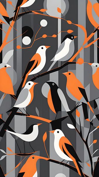 Oiseaux orange dans une conception graphique moderne par Bart Veeken
