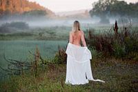 Nude in morning mist - Pretty young woman at sunrise (Erotic nude photography)