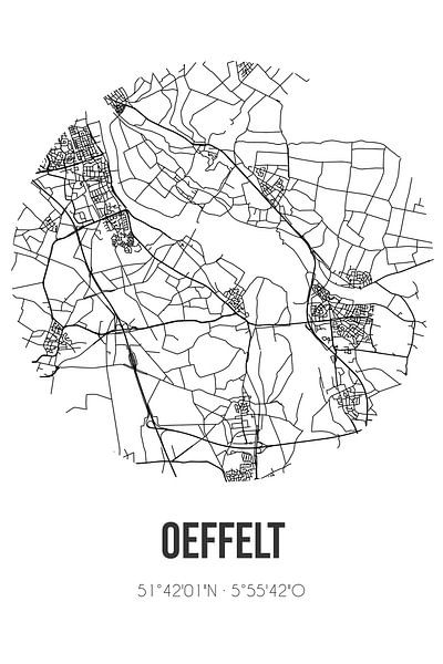 Oeffelt (North Brabant) | Map | Black and White by Prints of Place