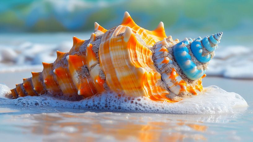 Strandhaus Motiv - Farbenprächtige Muschel von Max Steinwald