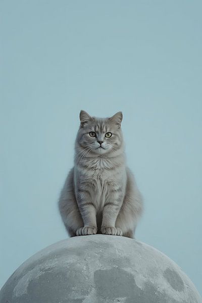 Graue Katze sitzt auf grauer Kuppel von Dante S