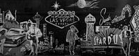 Las Vegas Graffiti Vintage Black/White Panorama