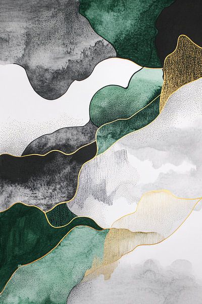 Œuvre d'art abstraite avec des lignes dorées par Imperial Art House