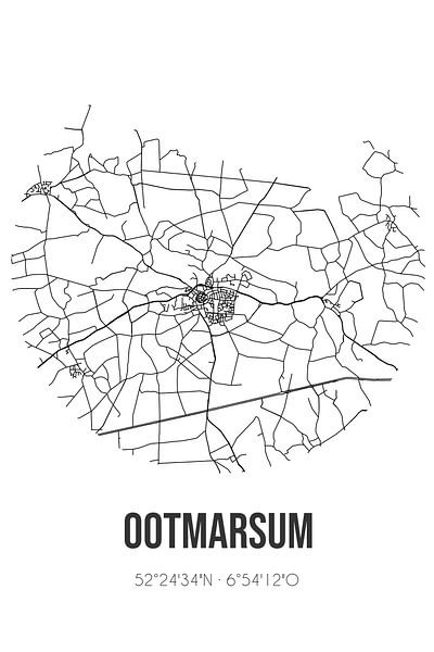 Ootmarsum (Overijssel) | Karte | Schwarz und Weiß von Ortsdrucke