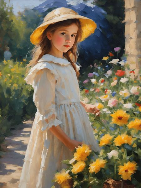 Impressionismus Mädchen im Blumengarten von Jolique Arte