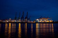Container harbour in Hamburg by night