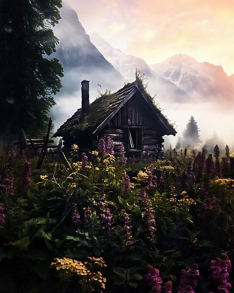 Hütte in den Bergen von fernlichtsicht