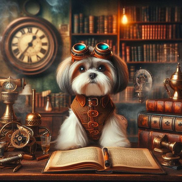 Hund liest ein Buch von Bernhard Karssies