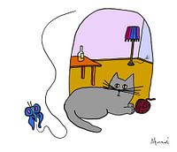 Poes kijkt naar vlinder