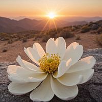 White Flower at Sunset in the Desert