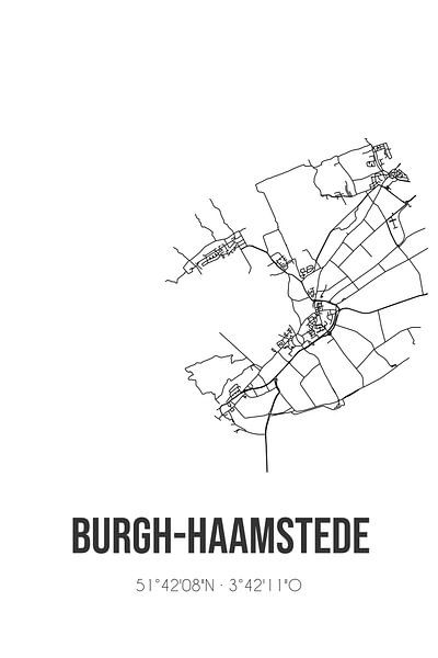 Burgh-Haamstede (Zeeland) | Karte | Schwarz-Weiß von Ortsdrucke