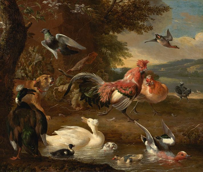 Hühner und Enten, Melchior d 'Hondecoeter von Meisterhafte Meister