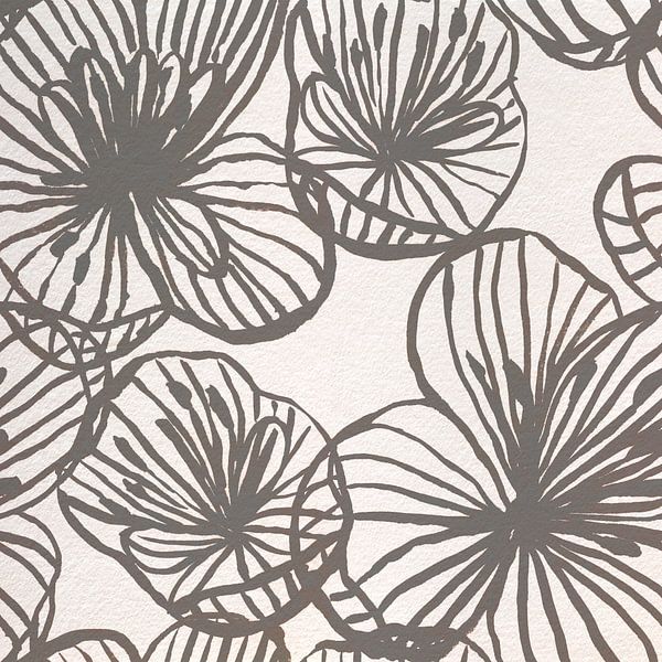 Modern abstract botanical taupe watercolor flowers by Dina Dankers