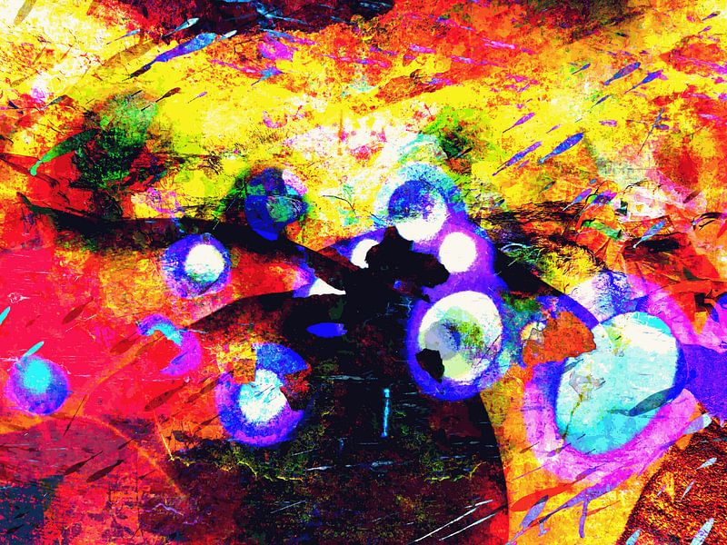 Modern, Abstract Digital Artwork in Red, Yellow, Black, Purple by Art By Dominic