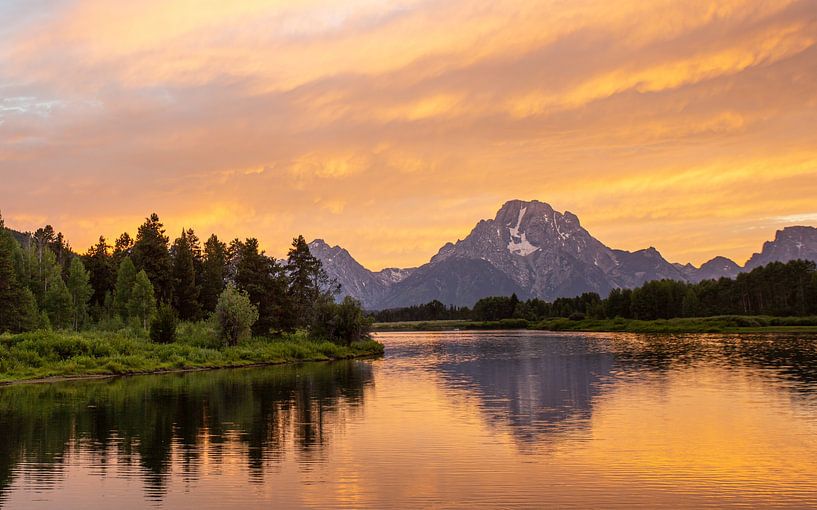 Oxbow Bend (Grand Teton) bei Sonnenuntergang von Kris Hermans