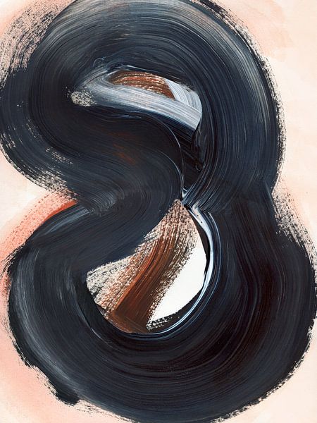 Strokes 25 - Schwarz und gebrannte Siena Pinselstrich Abstrakt von Menega Sabidussi