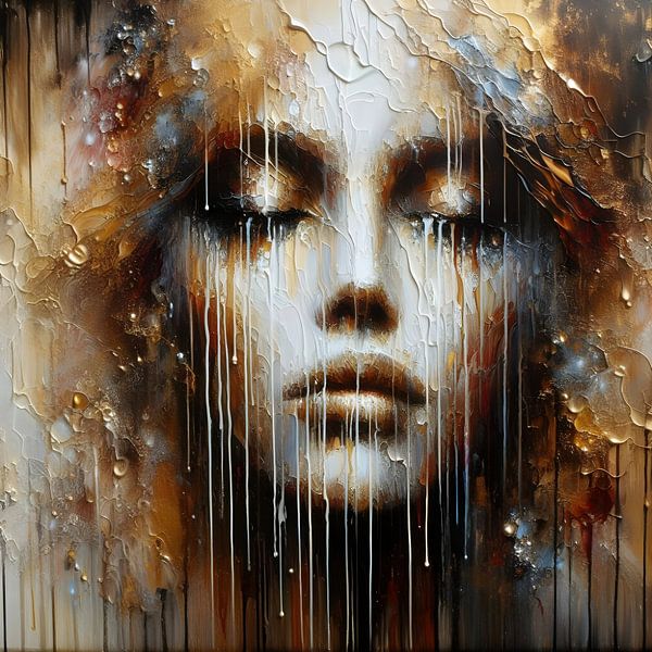 Women's face gold by FoXo Art