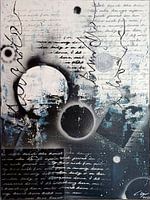 Abstrait Cercles Lettres Noir Bleu Blanc