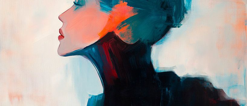 Farbentanz im Profil – moderne Kunst von Poster Art Shop