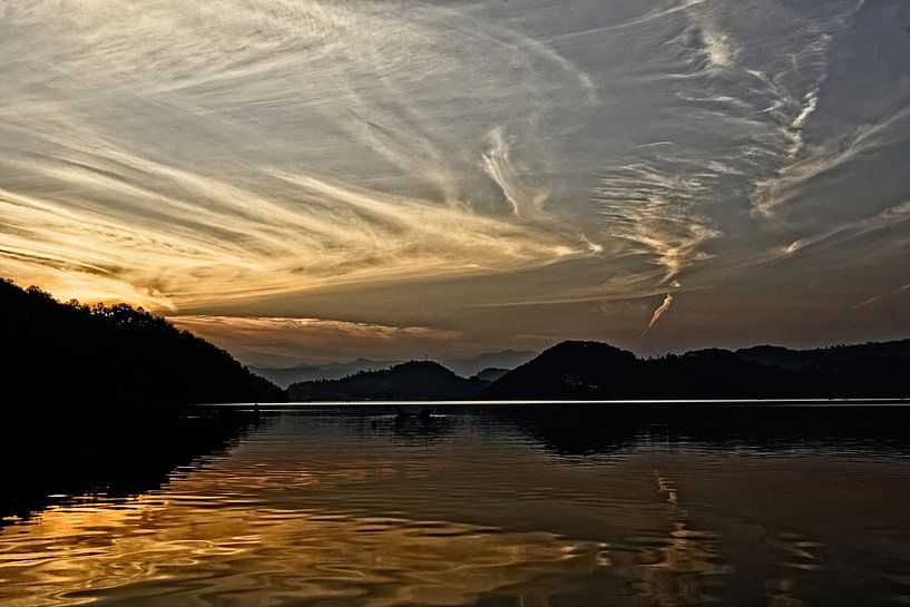 golden sunset lake begnas by rene schuiling