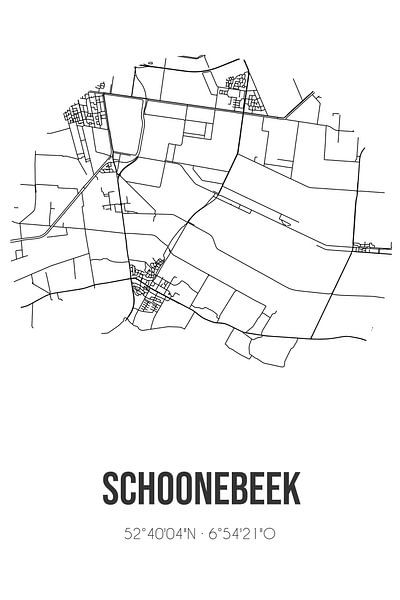 Schoonebeek (Drenthe) | Map | Black and white by Prints of Place