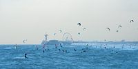 Surfers and kite surfers in Scheveningen