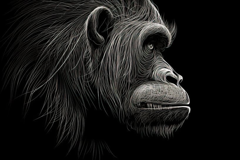 Painting Gorilla Black and White by Art Whims