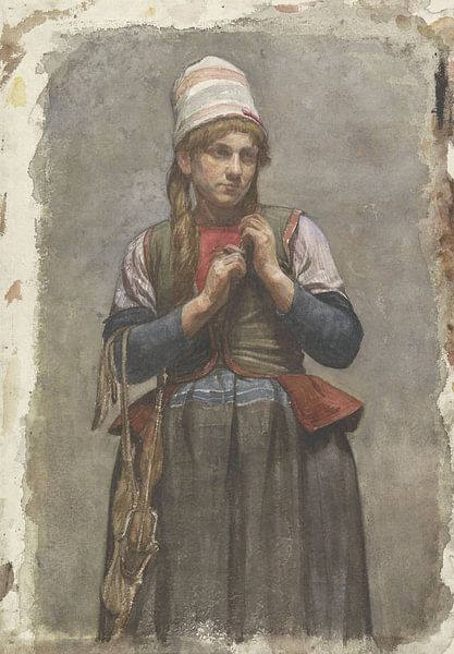 Staand meisje in kostuum met schaatsen, Jan Veth van All the Masters