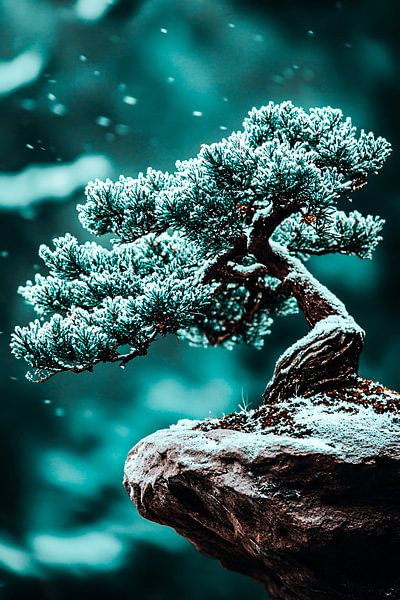 Schnee-Bonsai auf Felsen von Art & Soul Creations