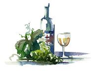 Aquarell Wein und Traube