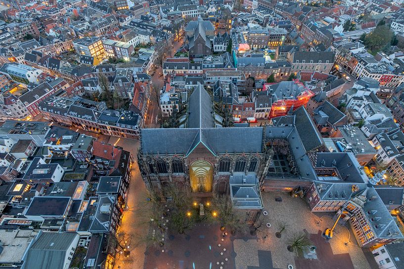 View from the Dom tower in the early morning / blue hour by Russcher Tekst & Beeld
